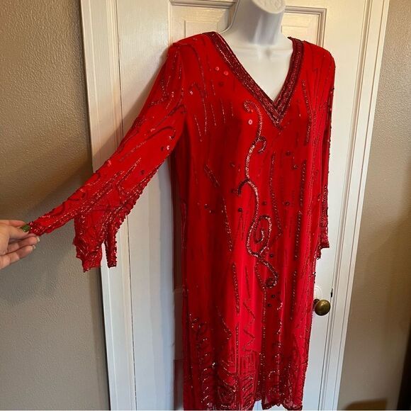 NITELINE by Della Roufogali Red Vintage Midi Length dress 6 - Picture 4 of 15